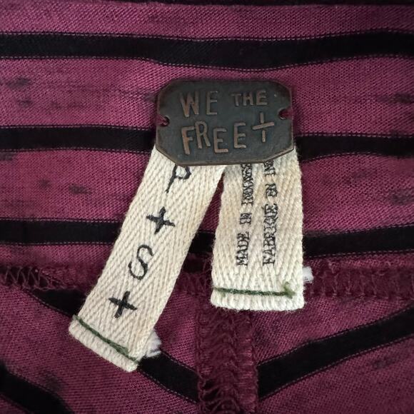 Free People We The Free Striped Oversized Long Sleeve Top Raspberry Black Small - Picture 5 of 10